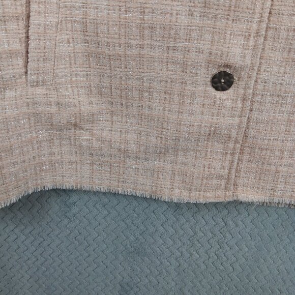 DAVI & DANI Women's Shacket Cream Tweed Buttoned Plaid Jacket Size L Oversized - Picture 5 of 8